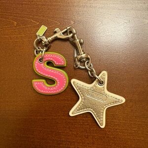 Coach Pink S and Silver Star Keychain